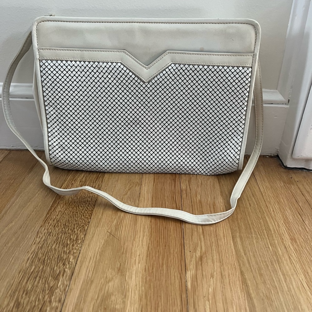 1980s Vintage Whiting and Davis White Mesh Shoulder Bag